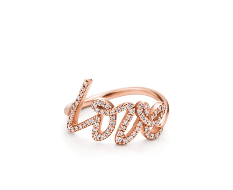 Paloma's Graffiti Love Ring in 18 KT Rose Gold with Diamonds size 6