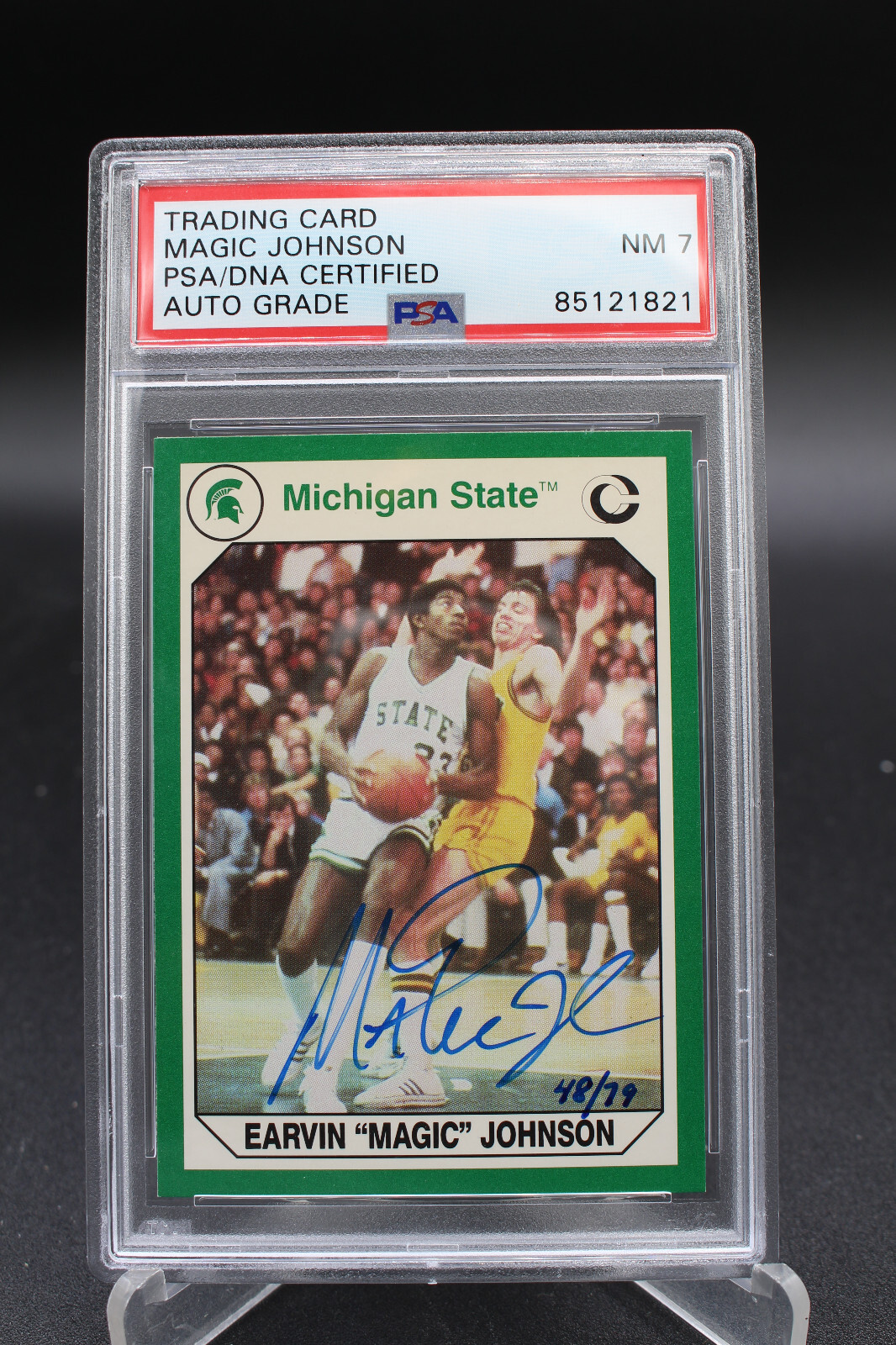 Magic Johnson 1990 Collegiate Collection #186 Auto PSA/DNA NM 7 Michigan State 