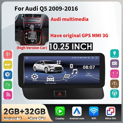 10.25'' For Audi Q5 2009-2016 MMI CarPlay Car Stereo Radio Android 13 WiFi GPS BT