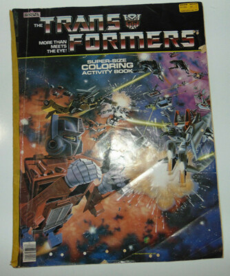 VINTAGE 1984 HASBRO THE TRANSFORMERS SUPER SIZE COLORING ACTIVITY BOOK MARVEL
