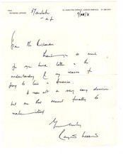 Raymond Leppard Signed Letter 1976 / Autographed Composer