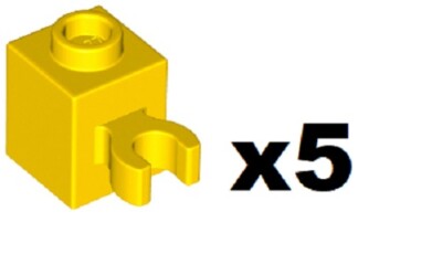 LEGO 5 New Yellow Brick Modified 1 x 1 Open O Clip Vertical Grip Part 60475b YL3