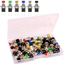 Gebildet 24pcs 7mm Mini Momentary Push Button R/Y/B/G/W/B 