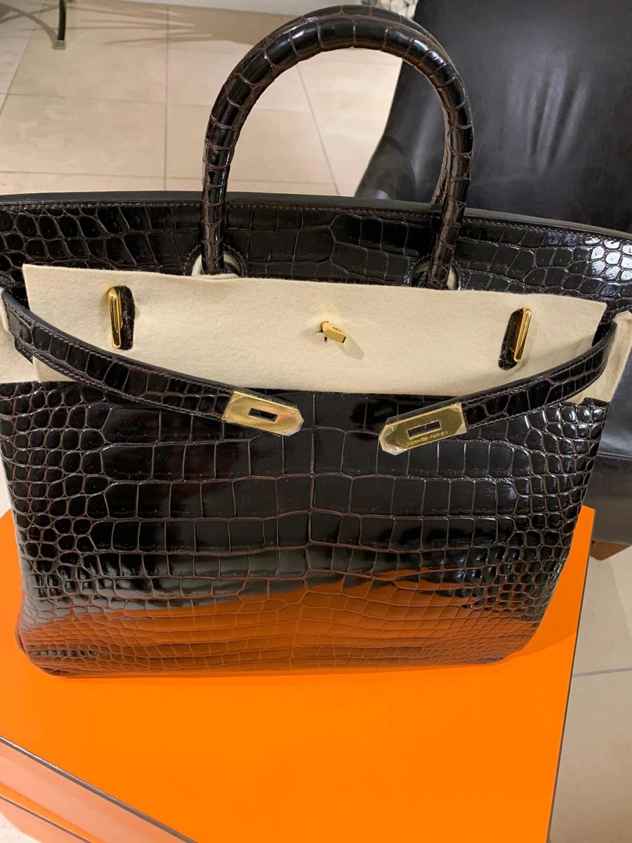 Hermes Birkin 30 Vert Fonce Matte Porosus Crocodile Gold Hardware