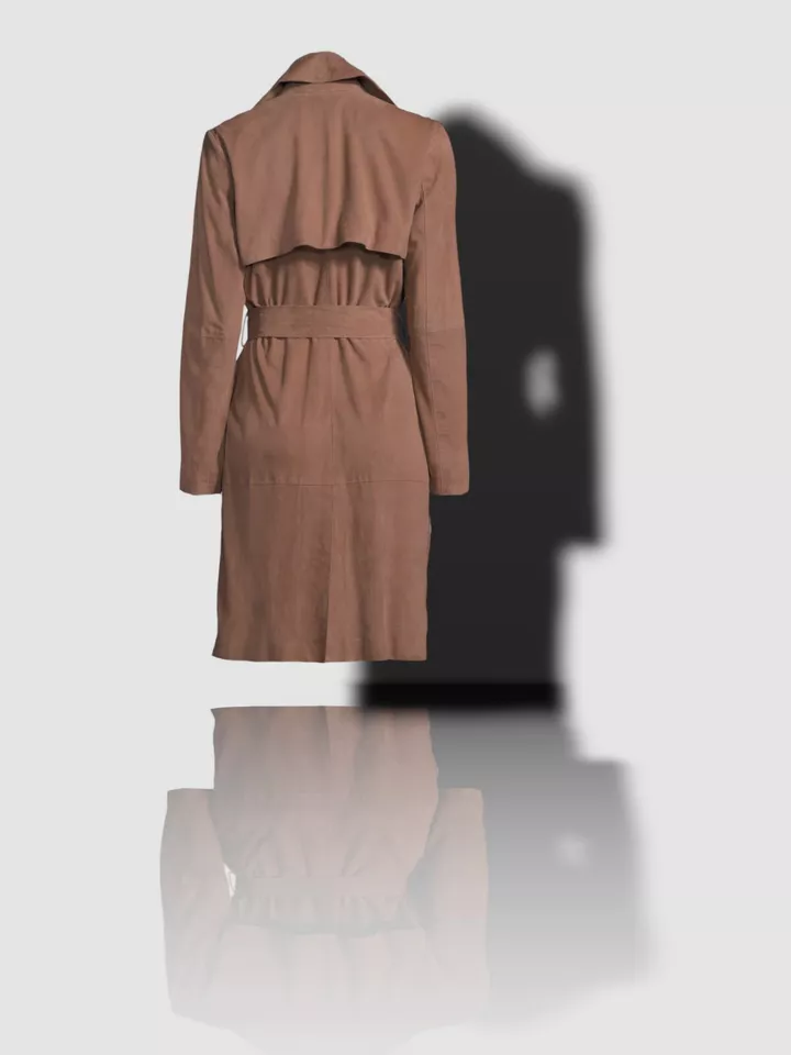 $750 Neiman Marcus Women's Brown Leather Suede Wrap Duster Coat Jacket Size XS - Image 2 of 3