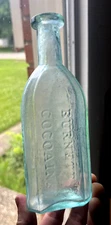 NICE AQUA COLORED BURNETT'S COCOAINE HAIR BOTTLE APPLIED LIP 1870'S ERA DUG L@@K