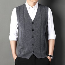 Men Knitted Vest Tank Top Waistcoat Gilet Casual Formal Warm Jumper Sweater Soft