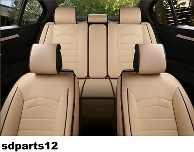 Pour Citroën C3 C4 C5 Aircross Couvre Siège Jeu Complet Cuir Beige Respirant - Photo 1/3