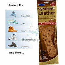 2 Pairs Leather Shoe Insoles Soft Synthetic Unisex Anti Odour Fresh Inner Sole