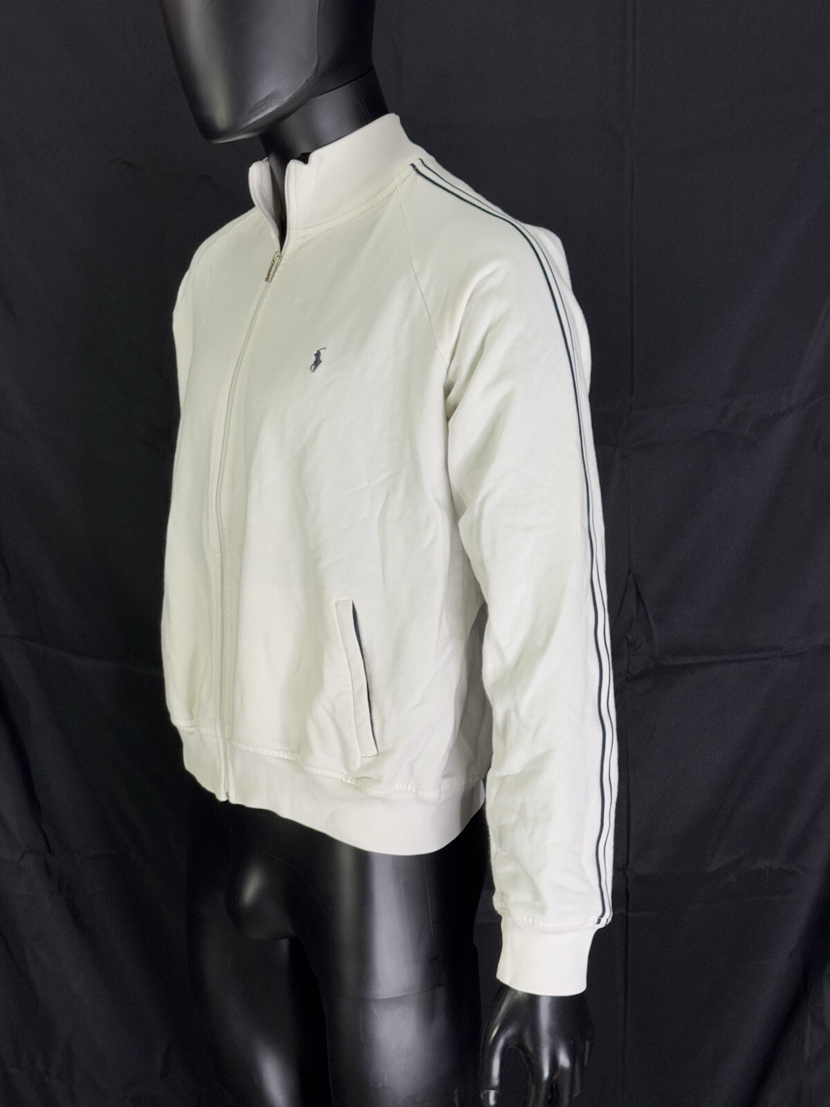 Giacca Track Vintage Ralph Lauren Sport Uomo Bianca Piccolo Pony Taglia L