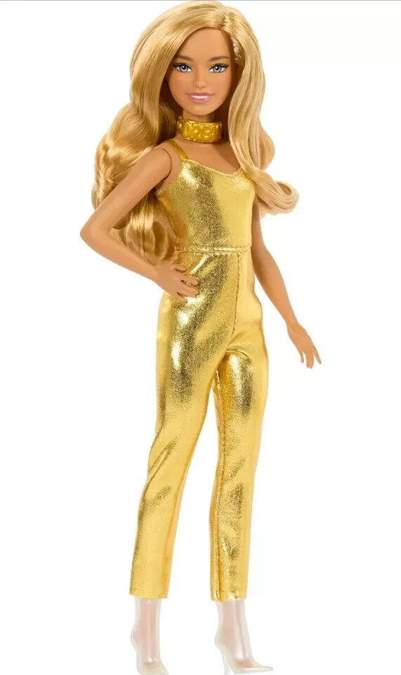 BARBIE Fashionistas Doll 222 Petite Blonde Gold Jumpsuit HRH19 NEW