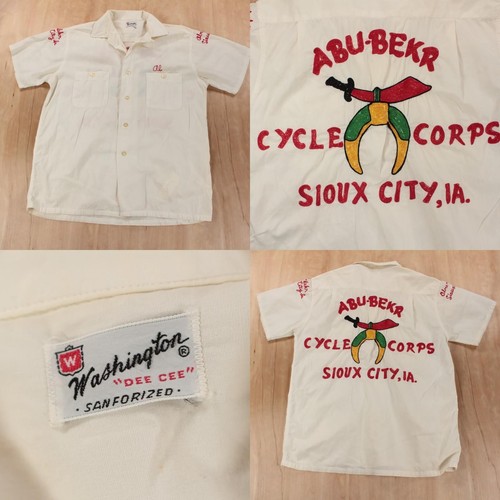 DEE CEE Abu-Bekr Cycle Corps loop collar shirt S/M shriners vtg biker 50s 60s