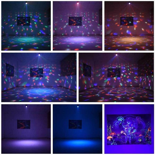 LED Disco Light Ball RGB DJ Party Stage Lights Rotating Projector w/ Remote DC5V - Picture 8 of 14