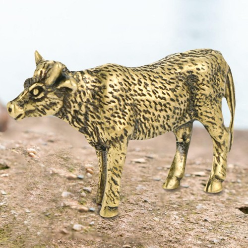 Brass Cow Figurine Tiger Sculpture Mini Landscape Crafts Vintage Handcrafts for - Picture 4 of 6