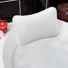 Bath Pillow for Tub with Head and Neck Support and Suction Cups White
