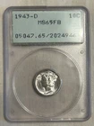1943 D 10c Mercury Dime PCGS MS-65 FB Rattler PQ