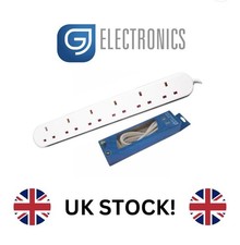 Image of 6 Gang, 5 Metre, White, Mains Extension Lead