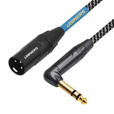 2 FT Right Angle 90 Degree 1/4 Inch 6.35mm TRS Male To XLR Male Shielded Cable