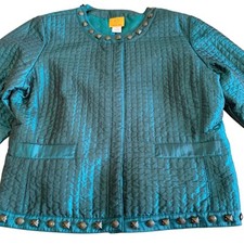 Ruby Rd Blazer Sz 10 Teal Green Studded Snap ...