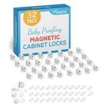 Secure and Discreet Magnetic Cabinet Locks for Baby Safety - 32 Locks Included