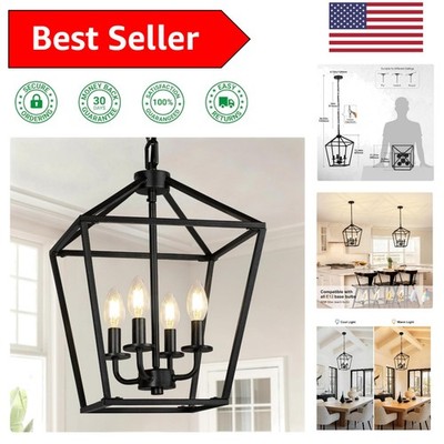 4-Light Industrial Chandelier: Adjustable Rustic Geometric Ceiling Fixture