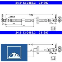 2X Bremsschlauch ATE 24.5113-0483.3 2 BremsschläUche Rechts Links Vorne