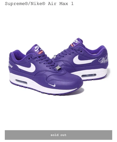 EN MAIN Nike Supreme Air Max Violet Homme US 6 Livraison rapide et gratuite ?