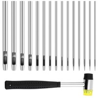 2X(15-Teiliges Locher-Set, Lederstanzer-Set, 0,5 Mm Bis 6 Mm, Rundstahl-Hoh6752