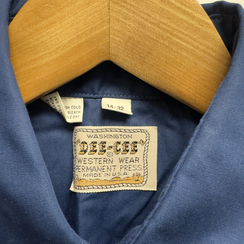 Camisa Dee-Cee Western Wear De Colección Para Hombre 14/32 Azul Marino Perla A Presión Vaquero Rodeo Diente de Sierra Foto 3 de 4