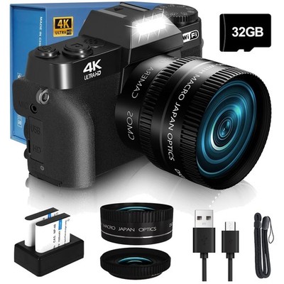 WiFi Digital Camera 64MP 52mm Lens 16X Zoom for Photography