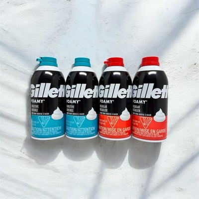 LOT of 4X Gillette Foamy SENSITIVE & REGULAR Shaving Cream Foam 11oz(44oz total)