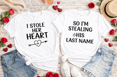 Couple Matching Shirt Set I Stole Her Heart So I'm Stealing His Last Name Gift
