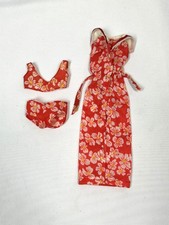 Vintage 1970s Barbie Bikini and Cover up Hawaiian Floral Set
