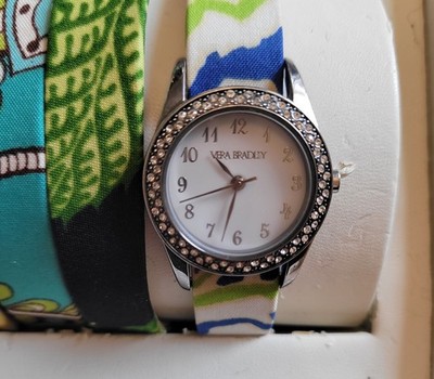 Vera Bradley Wrist Watch Set With 4 Interchangeable Bands Quartz Wristwatch