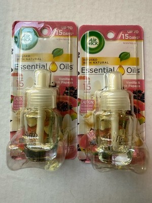 Air Wick VANILLA & PINK PAPAYA  Essential Oils Scented 2 Refill Pack NEW