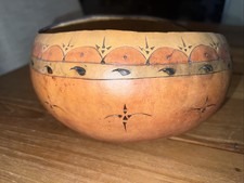 Hand Painted Gourd Bowl Signed DUANE 98 x-9 Size 8 Round X 4.5 Tall. C1