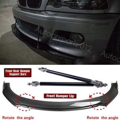 Carbon Fiber Style Front Bumper Lip Spoiler+ Strut Rods For M3 M4 M5 M6 M8
