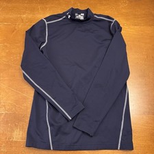 Under Armour Shirt Mens Small Blue Fitted Mock Neck Cold Long Sleeve Infrared
