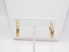 C457-VINTAGE PIERCED EARRINGS HOOPS GOLD TONE 3/4" WIDE CLASSIC