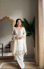 Designer White Salwar Kameez Wedding Party Wear Outfit Traditional Wear Drees