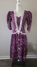 Vintage Gunne Sax by Jessica McClintock Midi Dress Purple Floral Size 3 Read