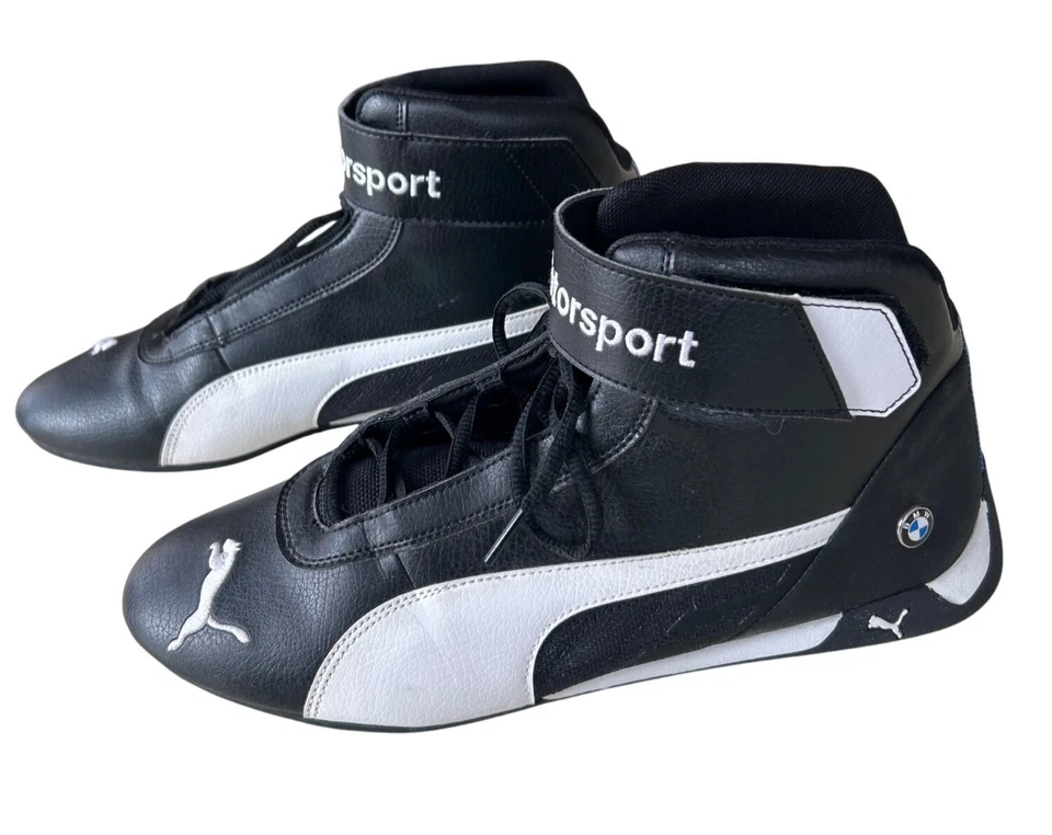 Zapatilla deportiva PUMA BMW M Motorsport R-CAT MID para hombre 11 negro blanco cuero zapato de carreras Foto 4 de 4