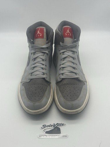 Size 12 - Nike Air Jordan 1 Retro White Gray Suede Athletic Shoes Sneakers - Picture 2 of 7