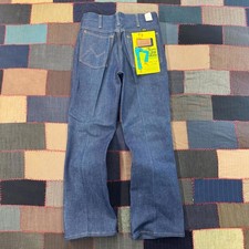 Vintage 70's Maverick Western Dead Stock Flared Leg Raw Denim Jeans Size 28x30