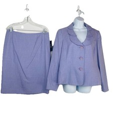 Le Suit Polyester Skirt Suit Size 12 Purple Lined Notch Collar Cocktail 2PC New