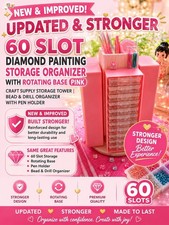 60 Slot Diamond Painting Storage Organizer with Rotating Base Pink Storage Tower
