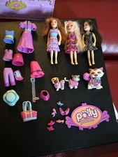 Polly Pocket Fashion Dolls & Animals with Rubber Clothes and Accessories Bundle 