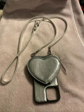 Bandolier iPhone 13 Pro Max Silver Leather Crossbody Phone Case and strap