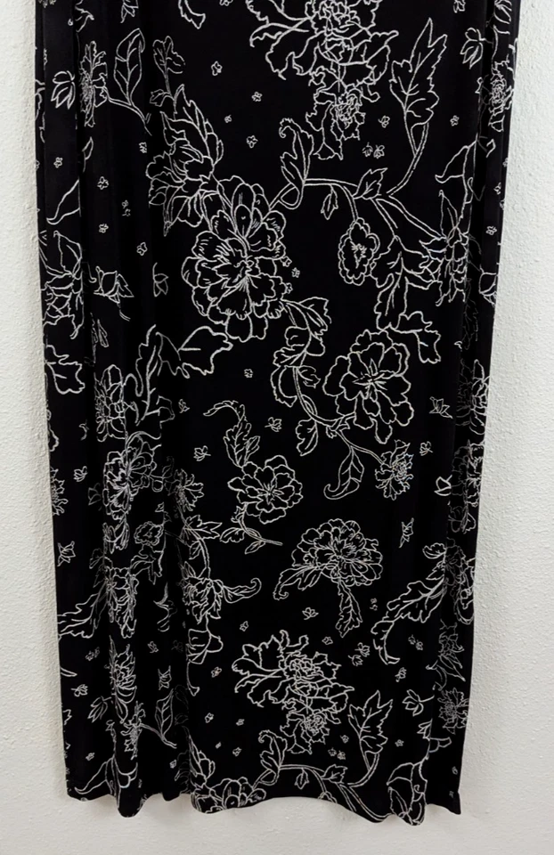 Chico's путешественников sz 3 длиной макси платье черный белый цветочный slinky без рукавов 0370 - Изображение 3 из 4