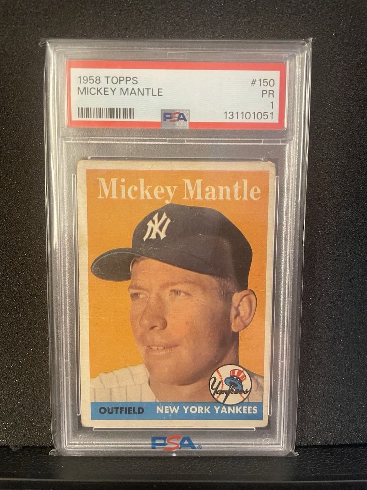 1958 Topps Mickey Mantle #150 PSA 1 CLEAN Good Color Yankees HOF Legend view 1
